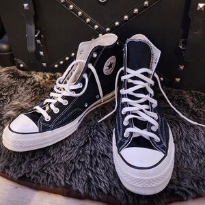 Black High-Top Sneakers with White Accents